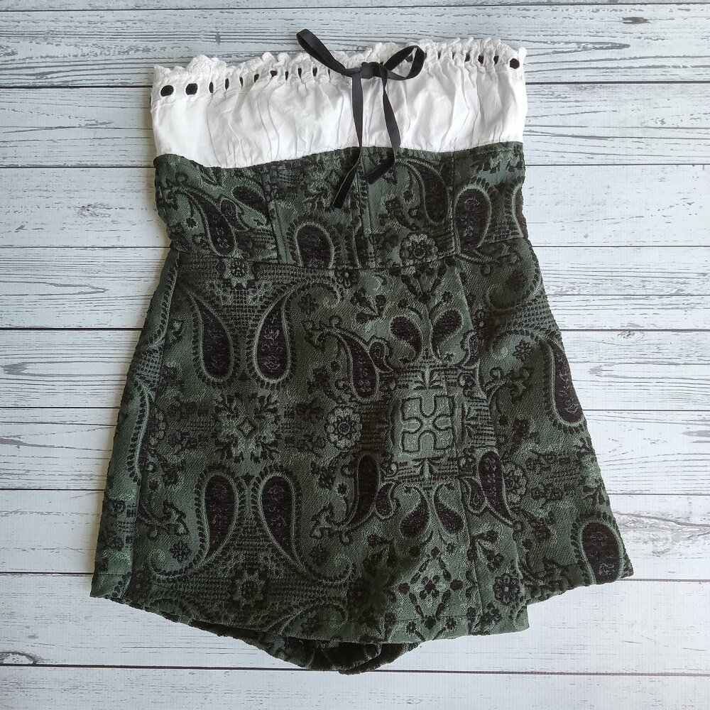 Urban Outfitters Strapless‎ Brocade Paisley Romper Whimsy Festival Fairy Sz S